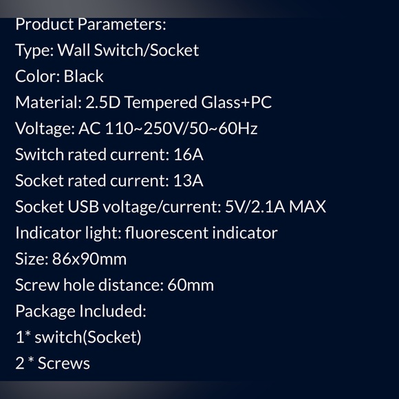 New! Unused! Luxury All Tempered Glass Wall Light Switch Button Black UK Plug 13 - Picture 8 of 8